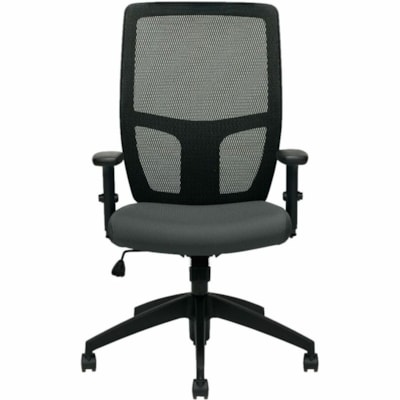 Offices To Go Format High-Back Simple Synchro-Tilt Chairs - Fabric Seat Material - Black Back Color - Fabric, Mesh Back Material - Black Frame Color - High Back - Gray - Fabric TERRACE FABRIC  IRONWORK 