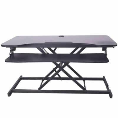 Rocelco 43" Sit-to-Stand Hi-Lift Adjustable Desk Riser - 33 lb (14968.55 g) Load Capacity - 21.30" (541.02 mm) Height x 43" (1092.20 mm) Width x 20.50" (520.70 mm) Depth - Desktop, Desk - Black - For Monitor, Notebook, Keyboard, Tablet, Smartphone - Keyboard Tray, Ergonomic, Grommet, Cable Managemen ft Adjustable Desk Riser 