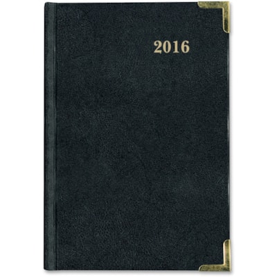 Brownline Aristo Bonded Leather Weekly Executive Appointment Book - Julian Dates - Weekly - January to December - 7:00 AM to 6:00 PM - Quarter-hourly - 1 Week Single Page Layout - 7 5/8" (193.68 mm) x 10 7/8" (276.23 mm) Sheet Size - Sewn - Assorted - Leather - Hard Cover, Ribbon Marker, Maps - 1 Ea  
