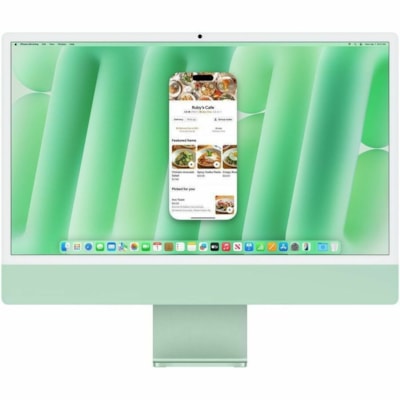 Apple iMac MWUY3LL/A All-in-One Computer - Apple M4 - 16 GB - 256 GB SSD - 24" 4.5K - Desktop - Green - Apple M4 Chip - 4480 x 2520 - MacOS Sequoia - Apple Deca-core (10 Core) - English (US) Keyboard - IEEE 802.11ax - 143 W  4.5K DISPLAY: APPLE M4 CHIP W ITH 10-CORE CPU AND