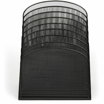 Safco Onyx Wire Mesh Desktop Organizer - 8 Compartment(s) - Compartment Size : 1" (25.40 mm) - 14" (355.60 mm) Height x 11.8" (298.45 mm) Width x 10.8" (273.05 mm) Depth - Desktop - Powder Coated - Black - Steel - 1 Each 8 TIERED SECTIONS EACH 1" WIDE 11 3/4"W X 10 3/4"D X 14"H