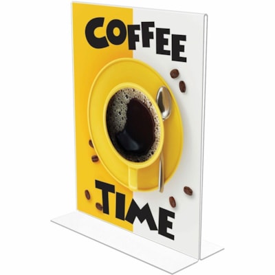 Deflecto Classic Image Double-Sided Sign Holder - 8.50" (215.90 mm) Width x 11" (279.40 mm) Height - Rectangular Shape - Self-standing, Bottom Loading - Indoor, Outdoor - Plastic - Clear - 1 Each 8.5X11 PORTRAIT FOR COUNTERTOP LITERATURE SLIDES IN FROM BTTM
