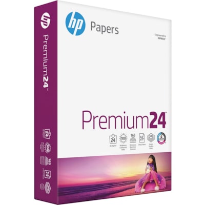 HP Papers - Papier de copie et à usages multiples 112400 - 100 Luminosité - format lettre - 8 1/2 po (215,90 mm) x 11 po (279,40 mm) - 24 lb (10886,22 g) Poids de Base - Lisse - Double face, Heavyweight, Sans bourrage, Sans acide - Blanc - 500 / Ramette 24 LBS BL:96 500 FEUILLES/PQT 