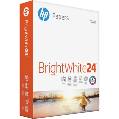 HP Papers - Papier de bureau BrightWhite24 - Blanc - 100 Luminosité - format lettre - 8 1/2 po (215,90 mm) x 11 po (279,40 mm) - 24 lb (10886,22 g) Poids de Base - Séchage rapide, Resistance Aux Eclaboussures - Blanc - 500 / Ramette POUR JET D'ENCRE 500 FEUIL/PQT 