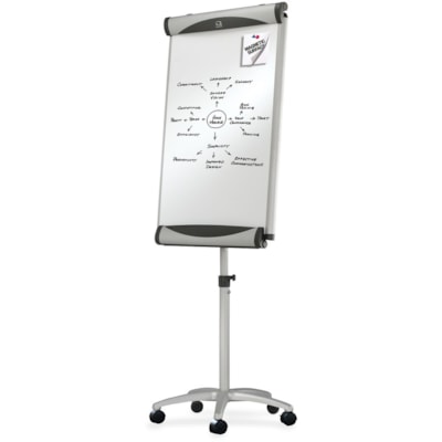 Quartet - Chevalet pour tableau effaçable à sec Euro - largeur de 27 po (685,80 mm) x hauteur de 41 po (1041,40 mm) - Surface Blanc Porcelaine - Frame Argenté Aluminium - Magnétique - 1 chaque PREMIUM  PORCELAINE DURABLE 24X41 PO  5 ROULETTES