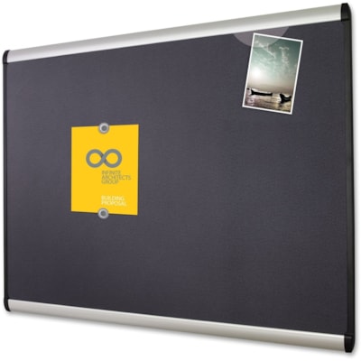 Quartet Prestige Plus Magnetic Bulletin Board - 24" (609.60 mm) Board Height x 36" (914.40 mm) Board Width - Gray Fabric Surface - Magnetic, Self-healing, Durable - Silver Aluminum Frame - 1 Each BULLETIN BOARD 3' X 2' MAGNETIC