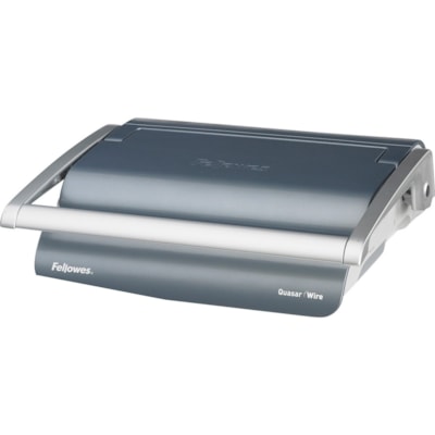 Fellowes Quasar(tm) Manual Wire Binding Machine w/ Starter Kit - WireBind - 130 Sheet(s) Bind - 15 Punch - 5.13" (130.30 mm) Height x 18.13" (460.50 mm) Width x 15.38" (390.65 mm) Depth - Metallic Silver 24"/MIN THRU SPED.60SEC WARMUP HOT & COLD. POUCH STARTER KIT