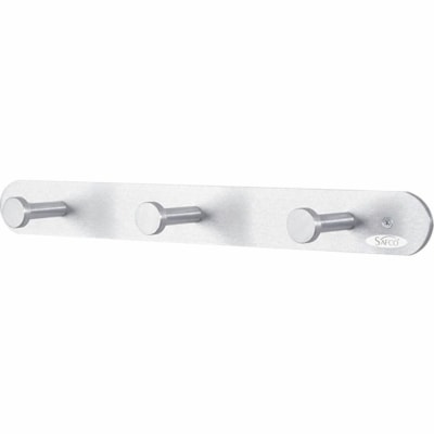 Safco Nail Head Coat Hook - 3 Hooks - 30 lb (13607.77 g) Capacity - 2" (50.80 mm) Height x 18" (457.20 mm) Width - 1" (25.40 mm) Size - for Garment - Aluminum - Silver - 1 Each ALUMINUM - SILVER FINISH 