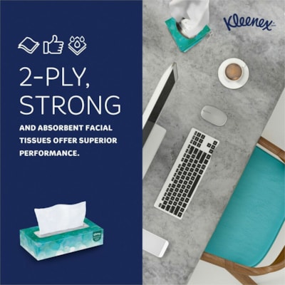 Mouchoir Professional Kleenex - 2 Pli - Blancboîte - 100/boîte - 36 / Carton BOÎTE DE 100 