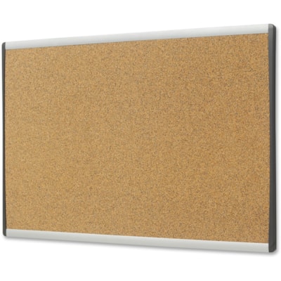 Quartet Arc Cubicle Bulletin Board - 18" (457.20 mm) Board Height x 30" (762 mm) Board Width - Brown Natural Cork Surface - Durable, Self-healing - Silver Aluminum Frame - 1 Each 30" X 18" ALUMINUM FRAME 