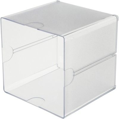 Deflecto Stackable Cube Organizer - 1 Compartment(s) - 6" (152.40 mm) Height x 6" (152.40 mm) Width x 6" (152.40 mm) Depth - Desktop - Stackable - Clear - Plastic - 1 Each 6"X6"X6" CUBE W/CLIPS INCL 