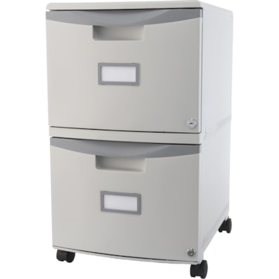 Storex Mobile File Drawer - 14.8" (374.65 mm) Width x 18.3" (463.55 mm) Depth x 26" (660.40 mm) Height - 2 x Drawer(s) - Letter, Legal - Scratch Resistant, Dent Proof, Security Lock, Washable, Stackable - Gray - Recycled PUDDY WITH GREY HANDLES 