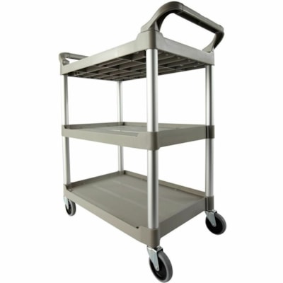Rubbermaid Commercial - Chariot utilitaire Rubbermaid - 3 Plateau - 200 lb (90718,47 g) Capacité - 4 Roulette - 4 po (101,60 mm) Taille de roulette - Plastique, Aluminium - Platinum ROULETTES DE DIAMèTRE 4 " 