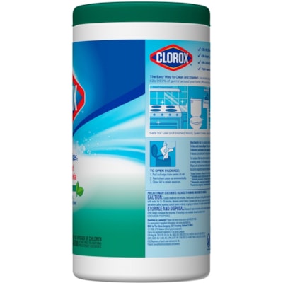 Clorox Commercial Solutions Disinfecting Wipe (Fresh Scent) - For Glass, Mirror, Wood, Acrylic, Vinyl - Fresh Scent Width - Bleach-free, Phosphate-free, Kill Germs, Disinfectant - 75 / Tub - 1 Each FRESH SCENT 