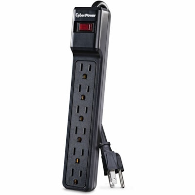 CyberPower CSB6012 Essential 6-Outlets Surge Suppressor with 1200 Joules and 12FT Cord - Plain Brown Boxes - Black - 6 x NEMA 5-15R - 1200 J - 125 V AC Input - 60 kA - 12 ft (3.66 m) - Keyhole/Undermount/Wall Mount ESSENTIAL SERIES CSB6012 