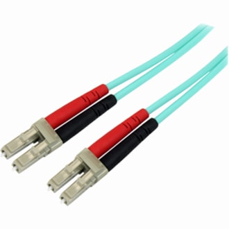 StarTech.com 3m (10ft) LC/UPC to LC/UPC OM3 Multimode Fiber Optic Cable, Full Duplex 50/125 Zipcord, 100G, LSZH Fiber Jumper Cord - 3m (9.8ft) OM3 Multimode LC/LC-UPC Fiber Cable; 1/10/40/100 Gbps Full Duplex; 50/125um Core w/ Aramid Sheath; Bandwidth: 2000MHz·km at 850nm w/ VCSEL source; Outer Diam  CABL 
