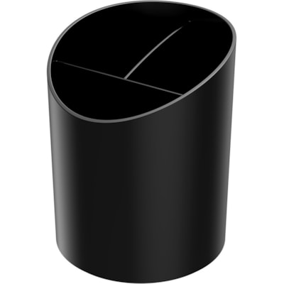 Deflecto Sustainable Office Recycled Large Pencil Cup - 5.63" (142.90 mm) Height x 4.38" (111.13 mm) Width x 4.38" (111.25 mm) Length - Black - 1 Each MADE FROM 30%RECYCLED MATERIAL FULLY RECYCLABLE  BLACK