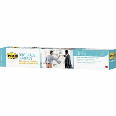 Post-it® - Rouleau effaçable à sec DEF3X2 - Surface Blanc - largeur de 24 po (609,60 mm) x longueur de 36 po (914,40 mm) - Film Blanc - Rectangle - Souple, Ant-tache, Autocollant - 1 / emballage DEF3X2-C  .609 M X .914 M 