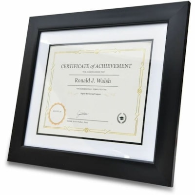 St. James® Tuxedo Black Double Matte Certificate Frame - 16.75" (425.45 mm) x 14.25" (361.95 mm) Frame Size - Holds 11" (279.40 mm) x 8.50" (215.90 mm) Insert - Rectangle - Landscape, Portrait - Tuxedo Black, White, Black - 1 Each 16.25X13.75 - WHITE MAT HOLDS 8 1/2X11 DOCUMENTS