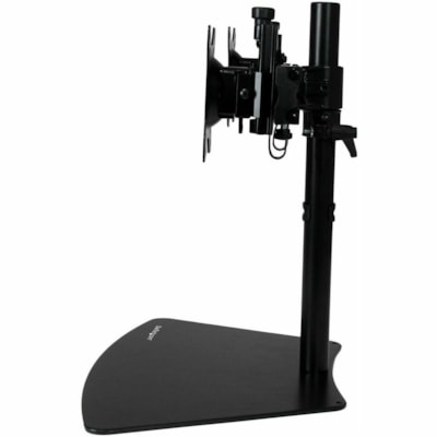 StarTech.com Dual Monitor Stand, Horizontal, For up to 24" (17.6lb/8kg) VESA Monitors, Black, Adjustable Monitor Stand, Steel & Aluminum - Save desk space by mounting two monitors horizontally with this dual monitor stand - Supports VESA monitors up to 24" - Low-profile base sits close to the wall - o monitors horizontally with t his dual monitor sta