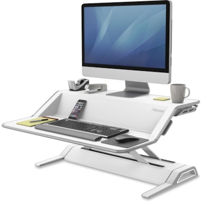 Élévateur de bureau multiusage Lotus Hauteur réglable Fellowes - 35 lb (15875,73 g) Capacité de charge - 1 x Etagère(s) - 5,50 po (139,70 mm) Hauteur x 32,75 po (831,85 mm) Largeur x 24,25 po (615,95 mm) Profondeur - Bureau - Acier, Plastique, Résine phénoli 22 RÉGLAGES DE LA HAUTEUR JUSQU'À 17 PO