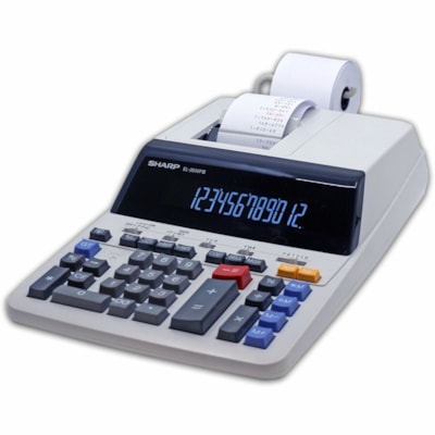 Sharp EL-2630PIII Printing Calculator - Black/Red Print - Antimicrobial, Independent Memory, Sign Change, Backspace Key, Double Zero, Fixed Decimal, Two-color Printing - 12 Digits - Fluorescent - AC Supply Powered - 3.1" (79.38 mm) Height x 9" (228.60 mm) Width x 13.5" (342.90 mm) Depth - 1 BIG NUMBER HEAVY DUTY 2 COLOUR 4KEY MEMORY GRAND TOTAL 80C-BL