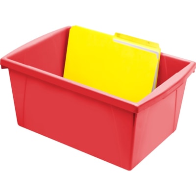 Storex 5.5 Gallon Storage Bins,Red - Internal Dimensions: 14" (355.60 mm) Length - External Dimensions: 16.8" (425.45 mm) Length x 11.9" (301.63 mm) Width x 8.3" (209.55 mm) Height - 20.82 L - Media Size Supported: Legal, Letter - Plastic - Red - For Supplies, Paper, Workbook, Classroom Supplies - 1 16.75"LX11.875"WX8.25"H5.5/GAL 
