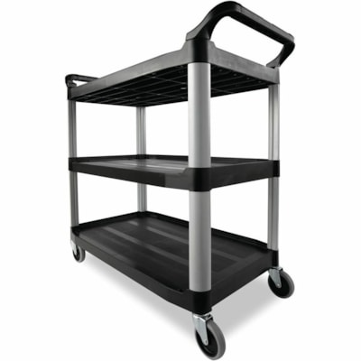 Rubbermaid Commercial - Chariot de service Xtra - 3 Plateau - 300 lb (136077,71 g) Capacité - 4 Roulette - Plastique - Frame Polyéthylène haute densité (HDPE) - Noir GRIS 