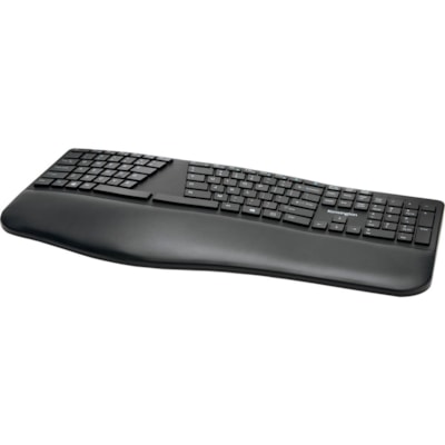 Kensington Pro Fit Ergo Wireless Keyboard-Black - Wireless Connectivity - Bluetooth/RF - 2.40 GHz - USB Interface - Black  WRLS 