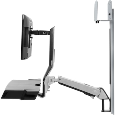Ergotron StyleView Wall Mount for Monitor, Keyboard, Bar Code Scanner, CPU, Mouse, Wrist Rest - Polished Aluminum - 1 Display(s) Supported - 24" Screen Support - 31.97 lb (14500 g) Load Capacity - 75 x 75, 100 x 100 - Aluminum, Plastic FACE  PRE-CONFIGURATION  MEDIU M CPU HOLDER  INCLUD