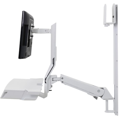 Ergotron StyleView Wall Mount for Monitor, Keyboard, Bar Code Scanner, CPU, Mouse - White - 1 Display(s) Supported - 24" Screen Support - 31.97 lb (14500 g) Load Capacity - 75 x 75, 100 x 100 - Aluminum, Plastic ce & Pan  Medium CPU Holder (w hite) - Work sitting