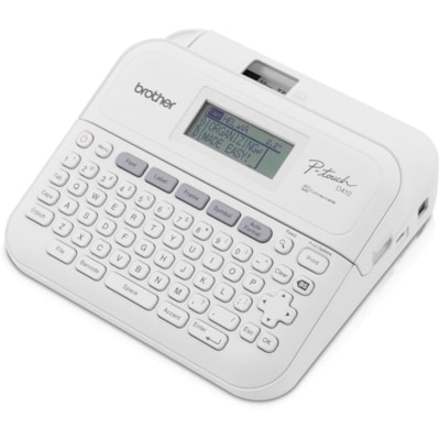 P-touch P-Touch PT-D410AD Label Printer Gray - Thermal Transfer - 0.79 in/s (20 mm/s) Mono - 15 Fonts - 180 dpi - Tape0.14" (3.50 mm), 0.24" (6 mm), 0.35" (9 mm), 0.47" (12 mm), 0.71" (18 mm) - Battery, Power Adapter - 6 Batteries Supported - AA - Gray - Desktop - PC, Mac - QWERTY, Manual Cutter, La P-TOUCH 30PRESET LBL TEMPLATE SHARP 180 DPI RESOLUTION