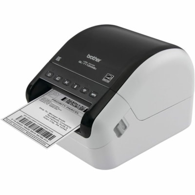 Brother - Imprimante thermique directe QL-1110NWB Bureau - Monochrome - Impression d'étiquette - Fast Ethernet - USB - Bluetooth - Réseau sans-fil - Blanc, Noir luisant - longueur d'impression 118,11 po (3000 mm) x largeur d'impression 4 po (101,60 mm) - 4,33 po/s (110 mm/s) Mono - 1,2 IMPRIME 69 éTIQUETTES/MIN RUBANS DK 4 PO DE LARGEUR