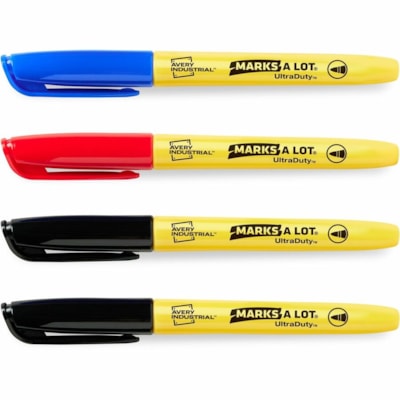 Marqueur permanent UltraDuty Avery® Marks A Lot - 1 mm (0,04 po) Gras Ogive Pointe de marqueur - Ink Noir, Rouge, Bleu - Polyester Pointe - 4 / emballage ULTRADUTYMRKSALOT 2NR 1RGE 1BL 