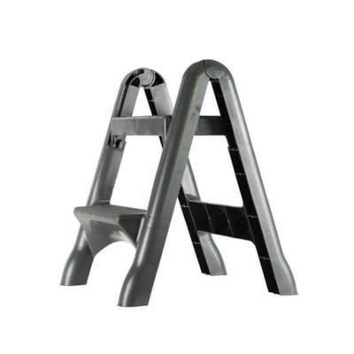 Globe - Escabeau pliant - 2 marches - 2 Marche - largeur de 19 po (482,60 mm) x profondeur de 19 po (482,60 mm) x hauteur de 23 po (584,20 mm) - Gris 19"W X 23"H PLIABLE  ANTIDéRAPANT