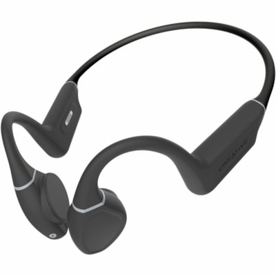 Creative Outlier Free+ Earset - Siri, Google Assistant - Stereo - Wireless - Bluetooth - 33 ft (10.06 m) - 20 Hz to 20 kHz - Over-the-ear, Behind-the-neck - Binaural - Open - 2 ft (0.60 m) Cable - Omni-directional Microphone - Matte Black, Dark Slate Gray  