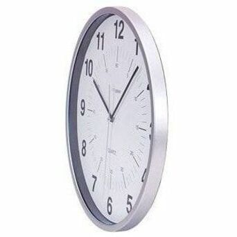 Kiera Grace Wall Clock - Quartz - White Main Dial - Silver Case NON-TICKING- BLACK 0.75" DEEP