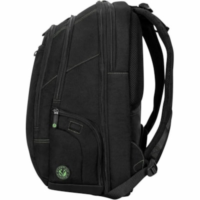 Targus Spruce EcoSmart TBB013US Carrying Case (Backpack) for 15.6" to 16" Notebook, Workstation, Accessories - Black, Green  - Drop Resistant, Bump Resistant - Polyester, Fabric, Plastic Body - Checkpoint Friendly - Shoulder Strap, Trolley Strap - 18.75" (476.25 mm) Height x 13" (330.20 mm) Width x   CASE 