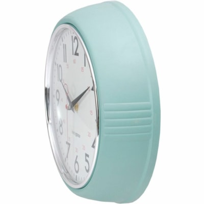 Kiera Grace Wall Clock - White Main Dial - Seafoam Case - Retro Style BEZEL CONVEX GLASS LENS-GREEN COLOUR TRAY BOX