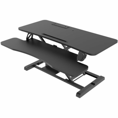 Rocelco 37-2/5" Electric Desk Riser - 33 lb (14968.55 g) Load Capacity - 19.70" (500.38 mm) Height x 37.40" (949.96 mm) Width x 27.50" (698.50 mm) Depth - Desktop, Tabletop, Freestanding - Matte - Medium Density Fiberboard (MDF), Steel, Metal, Particleboard - Black - For Notebook, Keyboard, Monitor, iser/Standing Desk Converter 