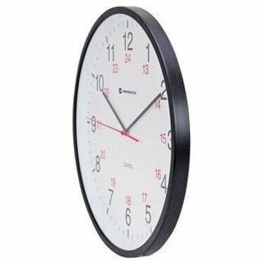 Grand & Toy 12/24-Hour 12" Wall Clock - Analog - Quartz - White, Black Main Dial NON-TICKING- BLACK 0.75" DEEP