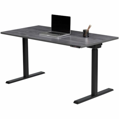 Realspace Magellan 60" Performance Electric Height-Adjustable Standing Desk, Grey - T-shaped Base - Modern Style - 2 Legs - Height Adjustable - 60" (1524 mm) Table Top Width x 30" (762 mm) Table Top Depth - 43" (1092.20 mm) Height - Business, Office, Home - Assembly Required - Gray, Dark - Steel, Wo  