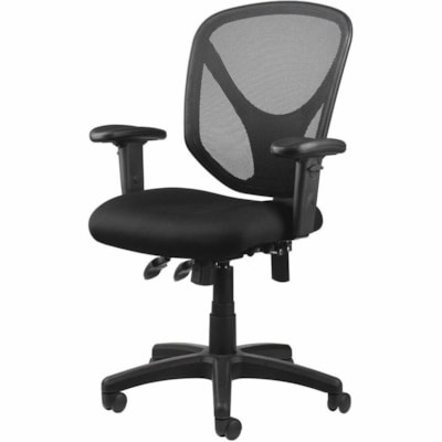 Realspace Chair - Fabric Seat - Black Mesh Back - Black Frame - Mid Back - 5-star Base - Black - Armrest - 1 Each  