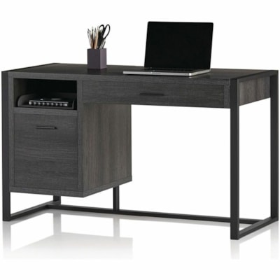 Realspace DeJori 51" Writing Desk, Charcoal - 2 x Storage Drawer(s) - Material: Engineered Wood, Laminate, Paperboard - Finish: Charcoal - Center Drawer - For Writing, Document, Stationary, Book, Computer WRITING DESK CHARCOAL 