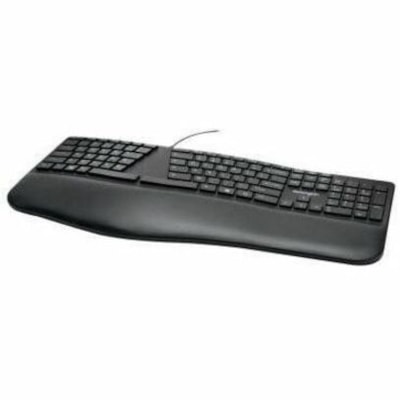 Kensington Pro Fit Ergo Wired Keyboard - Black - Cable Connectivity - USB Type A Interface - Windows 7, Windows 8, Windows 10 - PC - Black WIRED / USB - BLACK 