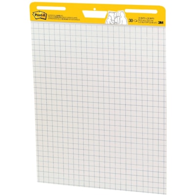 Post-it® Self-Stick Easel Pad Value Pack - 30 Sheets - Stapled - Feint Front Ruling - Blue Margin - 18.50 lb (8391.46 g) Basis Weight - 25" (635 mm) x 30" (762 mm) Sheet Size - White Paper - Cardboard Cover - Self-adhesive, Repositionable, Resist Bleed-through, Removable, Sturdy Back - 2 / Carto GRID LINES 25"X30" 30 SHEETS /PAD SELF-STICK