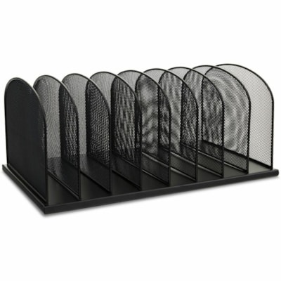 Safco Mesh Desk Organizers - 8 Compartment(s) - Compartment Size : 2" (50.80 mm) - 8.3" (209.55 mm) Height x 19.3" (488.95 mm) Width x 11.5" (292.10 mm) Depth - Desktop - Powder Coated - Black - Steel - 1 Each 8 - 2" WIDE VERTICAL PARTS.BLK 19 1/4"W X 11 1/2"D X 8 1/4"H