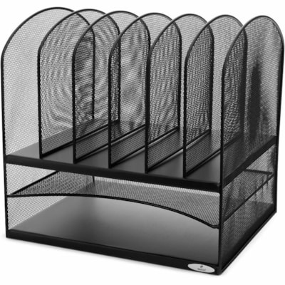 Safco - Organisateur de bureau Onyx 2 horizontal/6 vertical - 8 Compartiment(s) - hauteur de 13 po (330,20 mm) x largeur de 13,3 po (336,55 mm) x profondeur de 11,5 po (292,10 mm) - Bureau - Noir - Acier - 1 chaque  