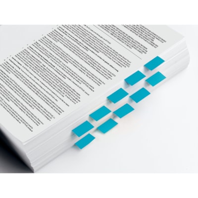 Post-it® Flags - 100 x Bright Blue - 1" (25.40 mm) Flag/Note Width x 1 3/4" (44.45 mm) Flag/Note Length - Rectangle - Blue - Removable, Self-adhesive - Dispenser Included - 100 / Pack 50/DISPENSER 