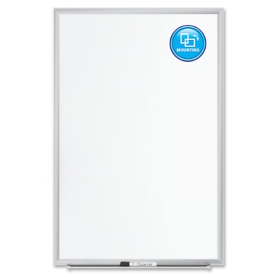 Tableau effaçable à sec Premium DuraMax Quartet - largeur de 36 po (914,40 mm) x hauteur de 24 po (609,60 mm) - Surface Blanc Porcelaine - Frame Argenté Aluminium - Rectangle - Horizontale/Verticale - Magnétique - Résistants, Recyclable, Résistant aux encoches CADRE D ALUMINIUM  AUGET 36 PO AVEC NECESSAIRE D ACCROCHAGE